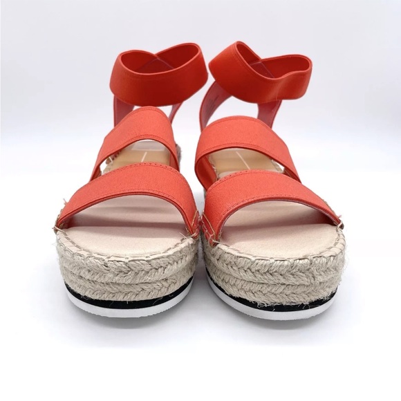 DOLCE VITA BRIGHT ORANGE PLATFORM ESPADRILLE ELASTIC STRAPS ANKLE STRAP 8.5M - Picture 9 of 10